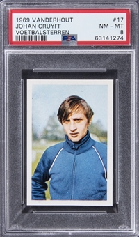 1969 Vanderhout Voetbalsterren #17 Johan Cruyff Rookie Card - PSA NM-MT 8 - Pop 2 (One Graded Higher)
